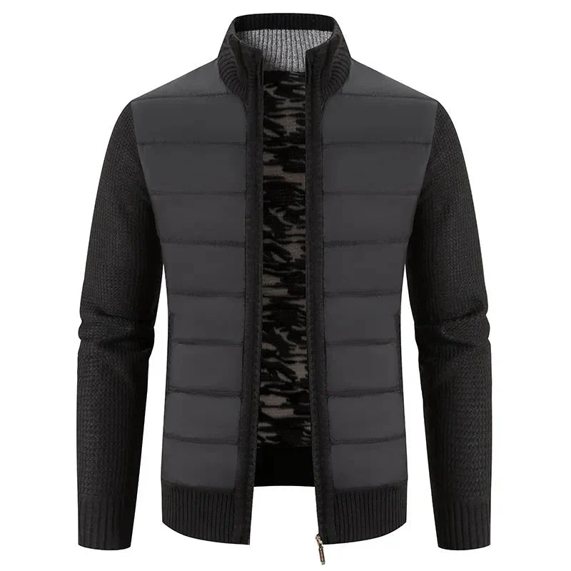 Joseph Hybrid Jacket Men – Knit & Quilted with Stand-up Collar, Zipper & Modern Style