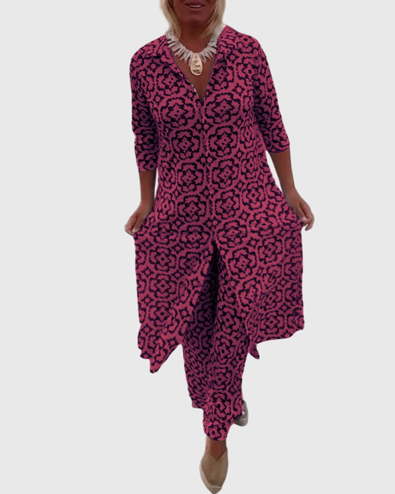 Elegant Vintage Two-Piece Set – Flattering Silhouette