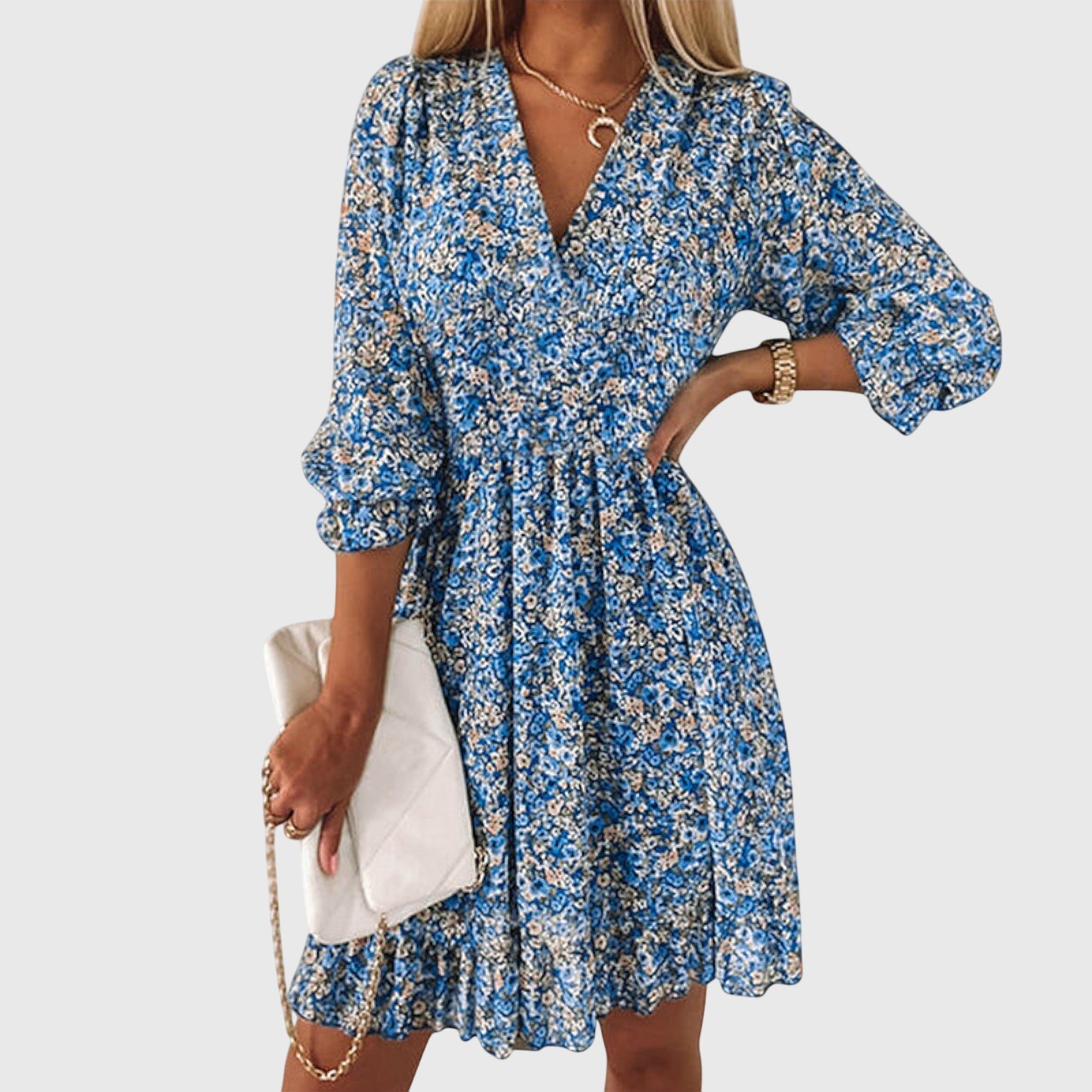 Floral Puff Sleeve Dress – Breathable Fabric & Lightweight Feel