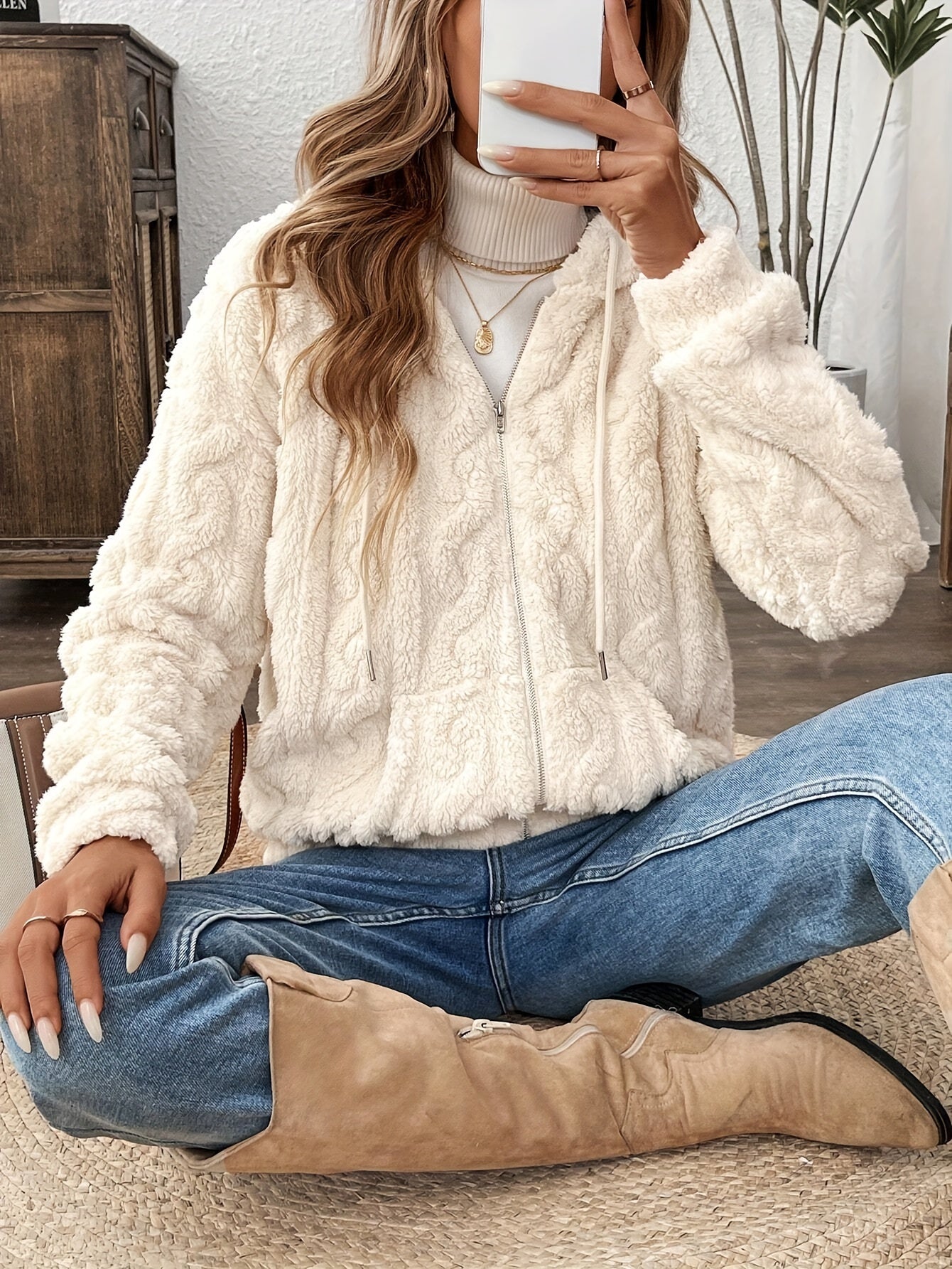 Francesca Women's Jacket – Zipped Hoodie Jacket in Soft & Warm Fleece for Autumn/Winter