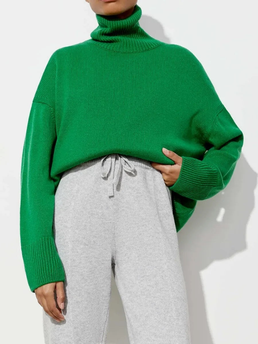 Elise Oversized Turtleneck Sweater for Women – Soft and Warm Knit Sweater with Timeless Style