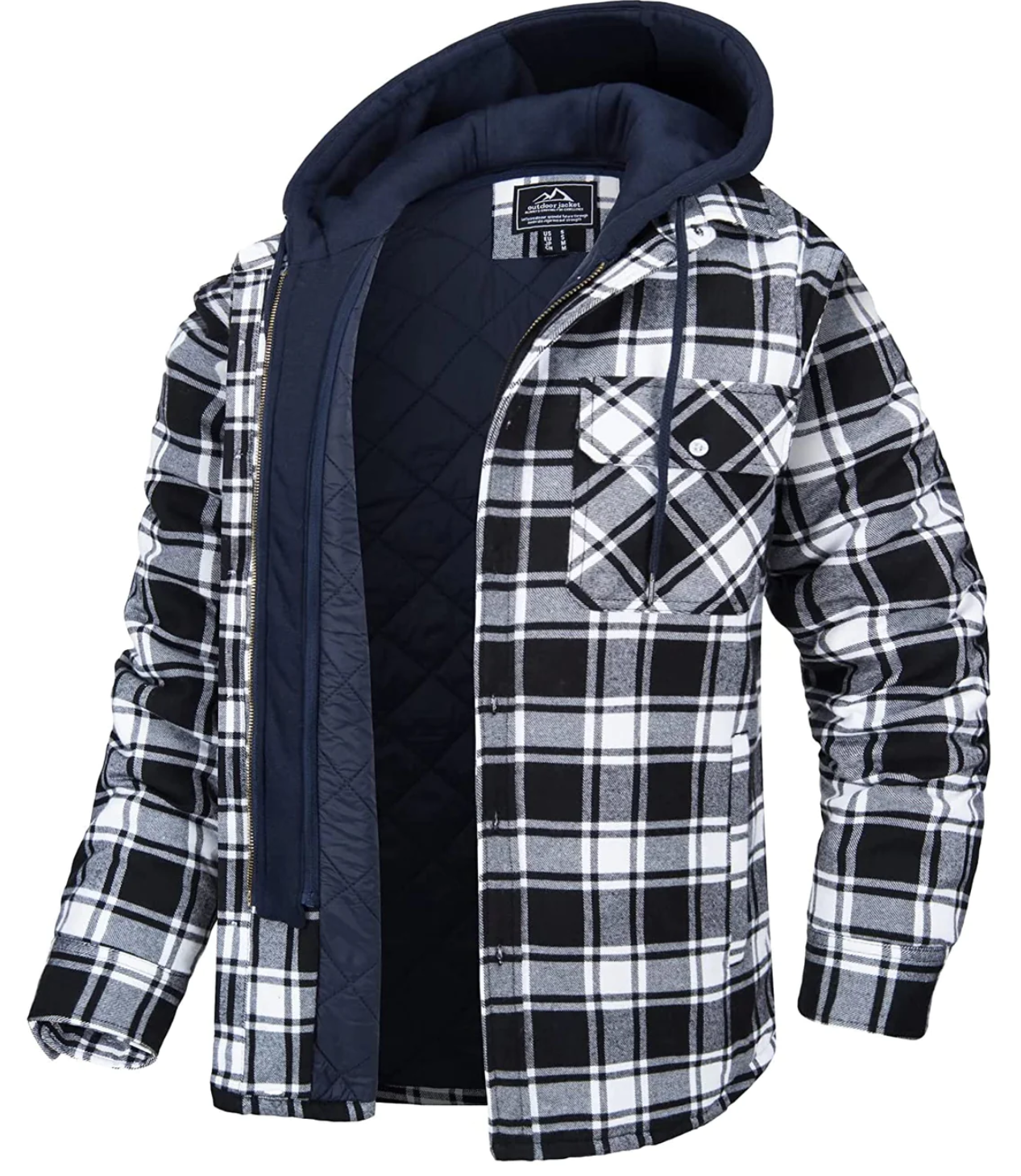 Daniel Plaid Men's Jacket with Hood – Casual Style, Chest Pockets & Zipper Closure