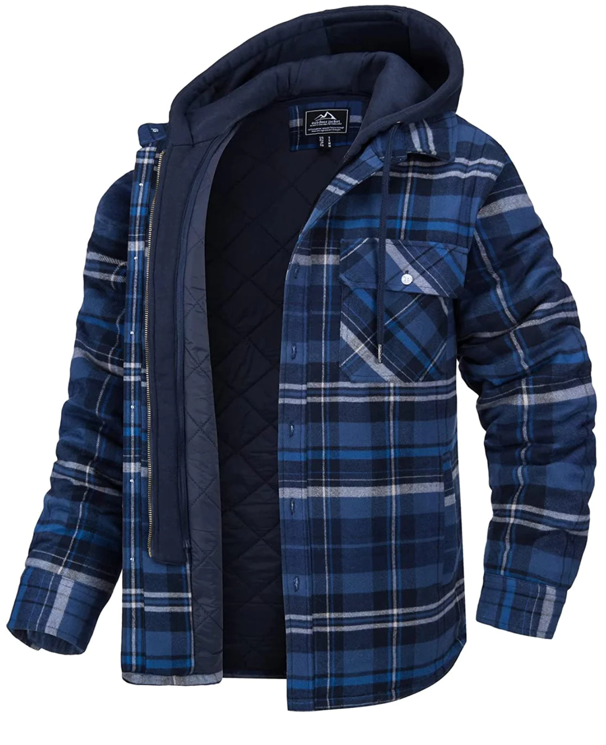 Daniel Plaid Men's Jacket with Hood – Casual Style, Chest Pockets & Zipper Closure