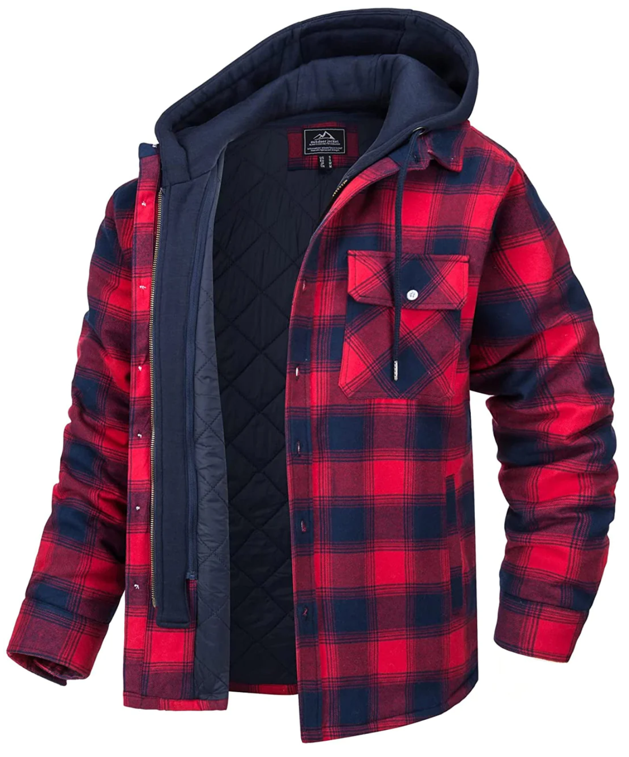 Daniel Plaid Men's Jacket with Hood – Casual Style, Chest Pockets & Zipper Closure