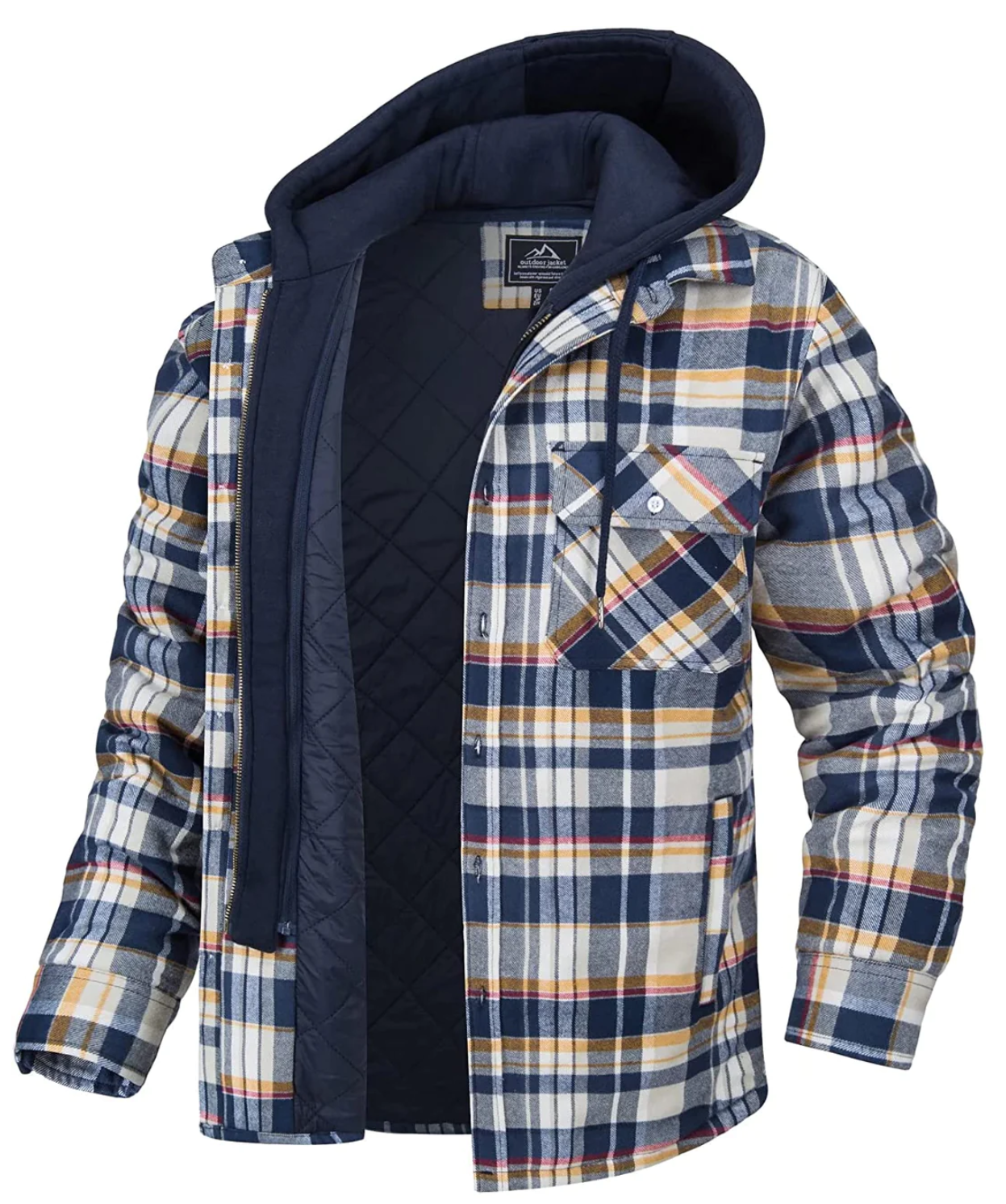 Daniel Plaid Men's Jacket with Hood – Casual Style, Chest Pockets & Zipper Closure