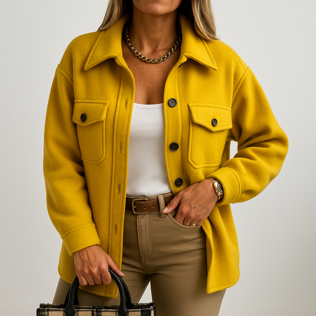 Kayleigh Women's Over Shirt – Beige Oversize with Straight Cut, Chic & Casual Style