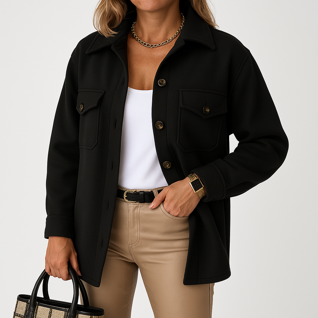 Kayleigh Women's Over Shirt – Beige Oversize with Straight Cut, Chic & Casual Style