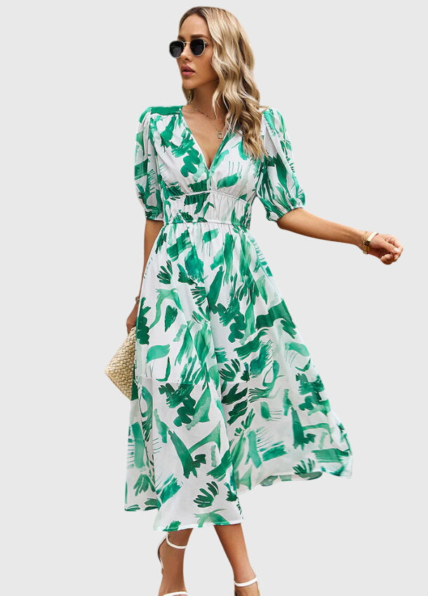 Floral Midi Dress – Breathable Fabric & Flattering Silhouette