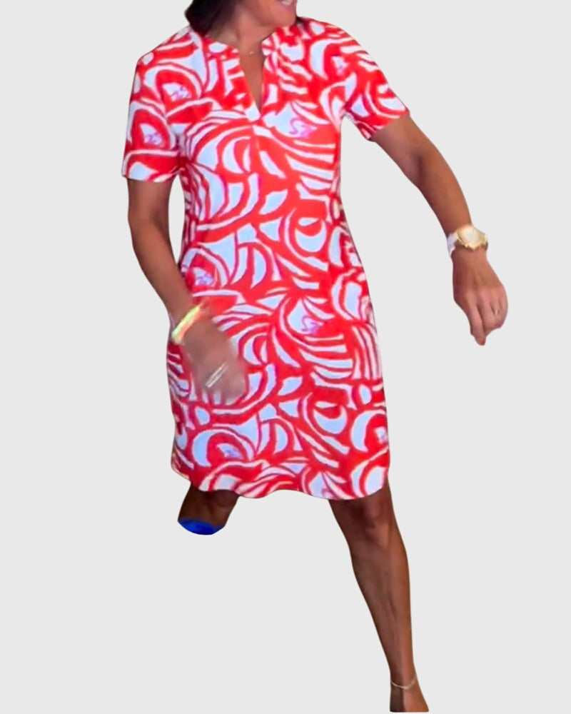 Short Sleeve A-Line Dress – Flattering Silhouette & All-Day Comfort