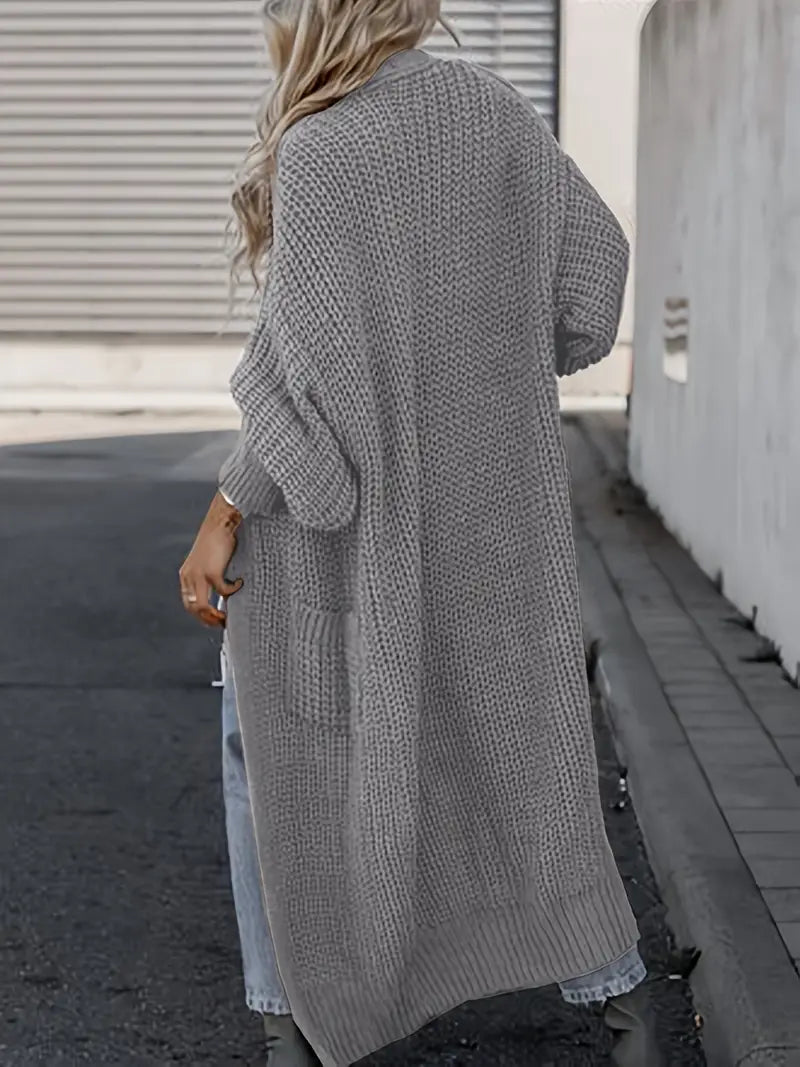 Crystal Gilet Woman – Long Soft & Elegant Cardigan with Pockets for a Chic Winter Look