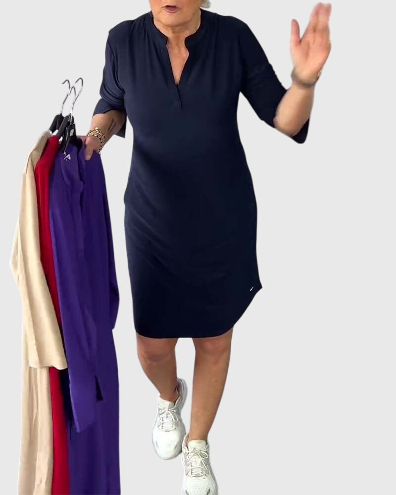 V-Neck Dress – Breathable Fabric & Comfort Stretch Fit