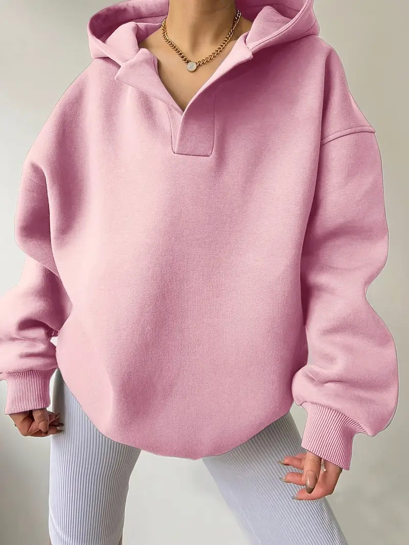 Nayeli Sweat Femme – Loose Solid Color Comfortable Hoodie for a Casual Autumn/Winter Style