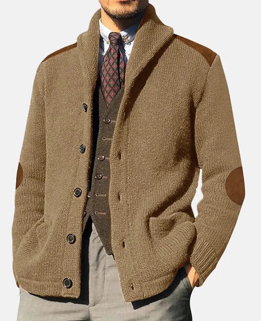 Evan Men's Patchwork Jacket – Modern Jacket with Knitted Pockets, Elegant Casual Style