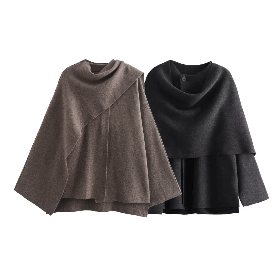 Emma Poncho Woman – Asymmetrical in Wool, Elegant & Ideal for Winter Warmth