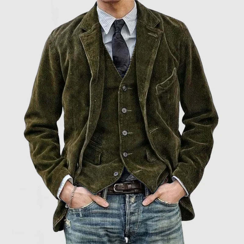 James Blazer Homme en Velours Côtelé – Elegant, Warm & Versatile with Modern Vest
