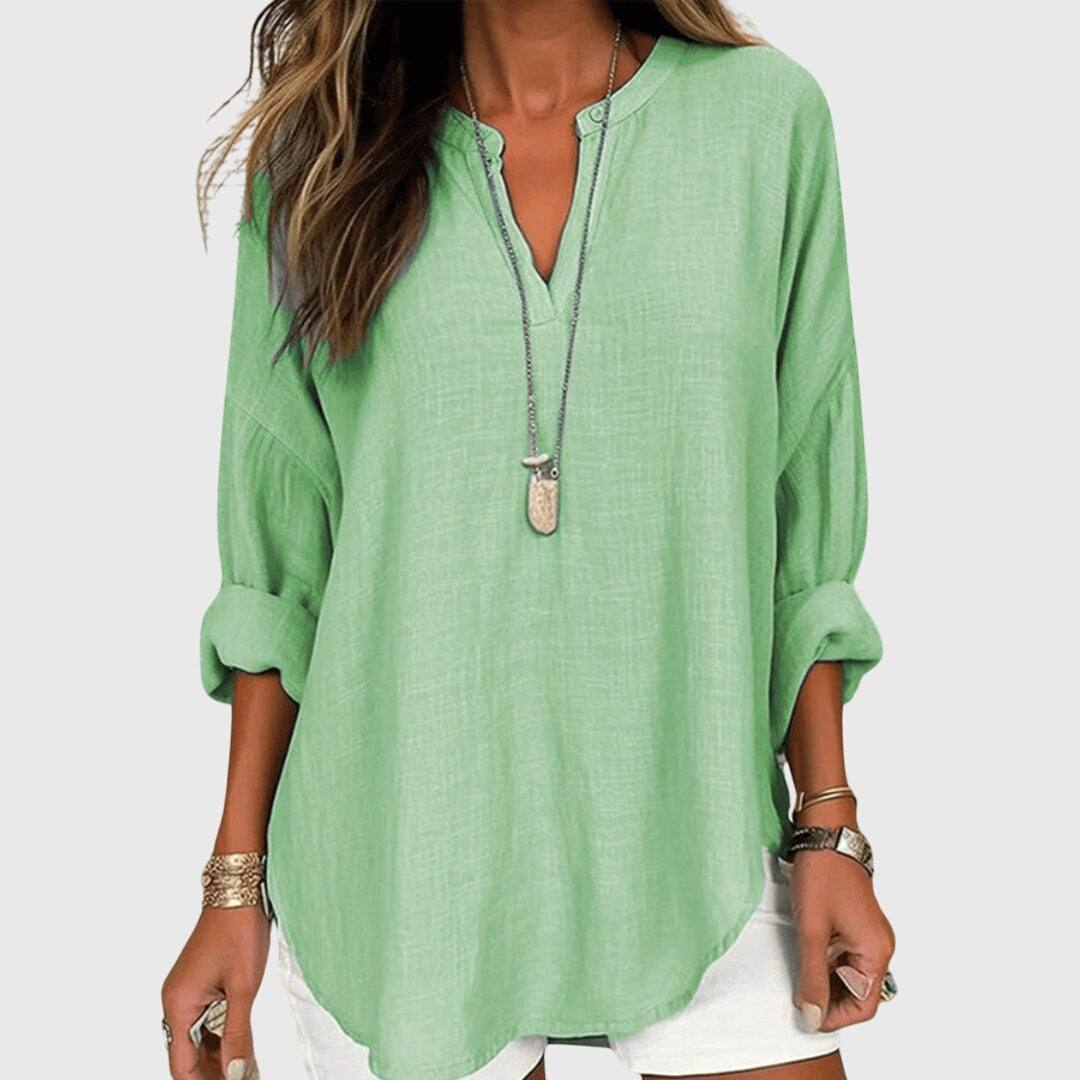 Long Sleeve Relaxed Fit Flowy Elegant Beach Shirt – Breathable Fabric & Flattering Silhouette