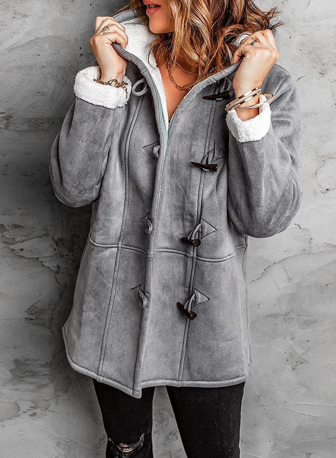 Kiara Women's Suede Coat – Elegant Warm and Comfortable Hooded Coat for Winter