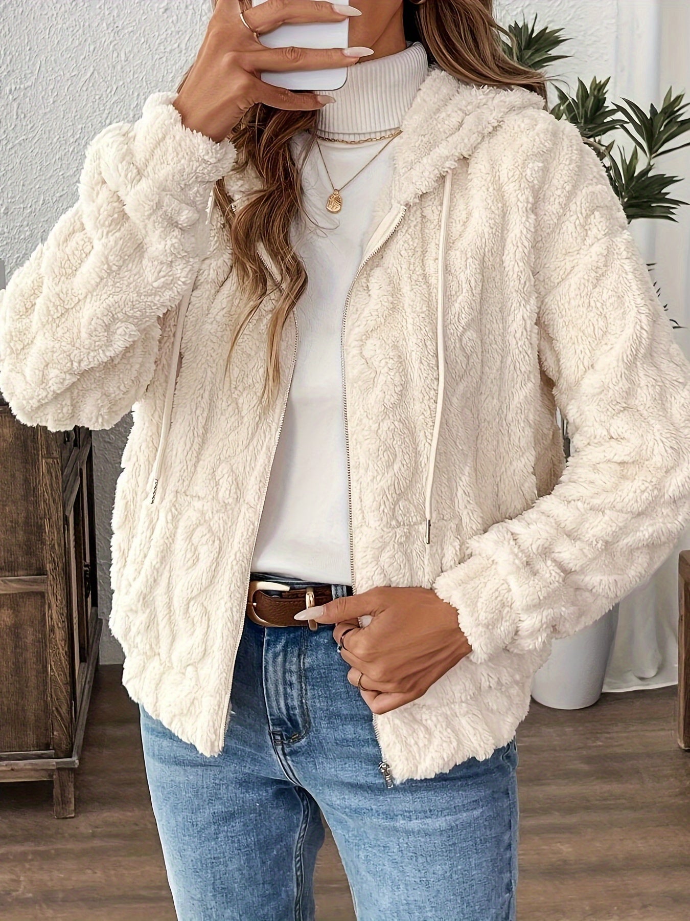 Francesca Women's Jacket – Zipped Hoodie Jacket in Soft & Warm Fleece for Autumn/Winter