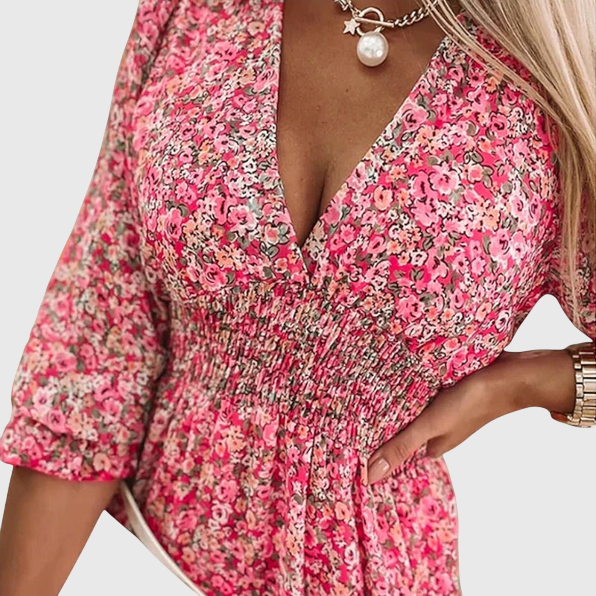 Floral Puff Sleeve Dress – Breathable Fabric & Lightweight Feel