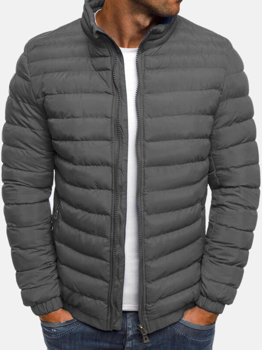 Manuel Quilted Jacket for Men – Light Straight Cut with Stand-up Collar & Zipper Closure