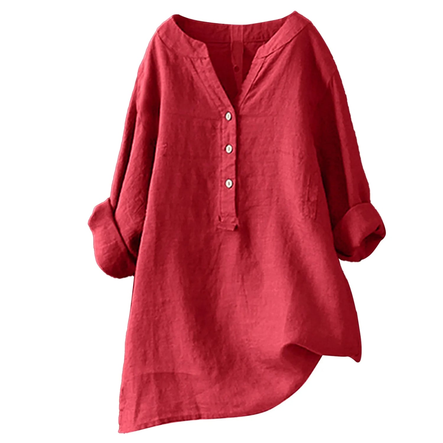 Crimson Blouse Femme – Lightweight and Breathable Fabric, Intense Red V-Neck & Versatile Style