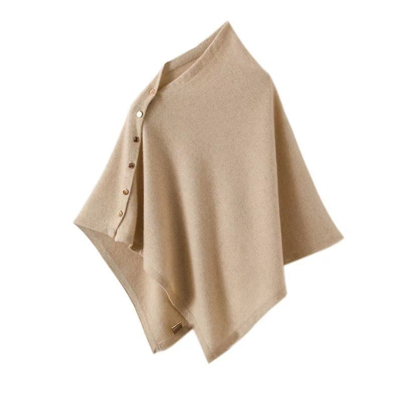 Ivora Femme Poncho – Elegant Scarf Poncho in Soft Fabric with Button Closure