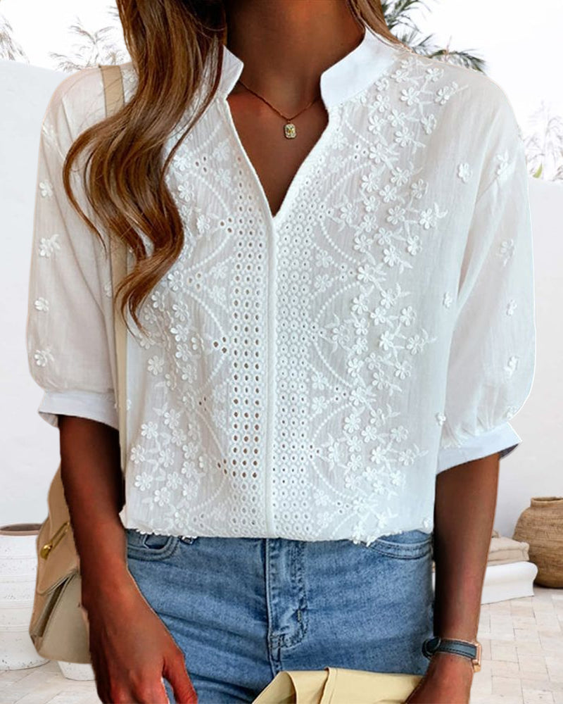Emelia Blouse Femme – Elegant Top with Puff Sleeves & Comfortable Fit