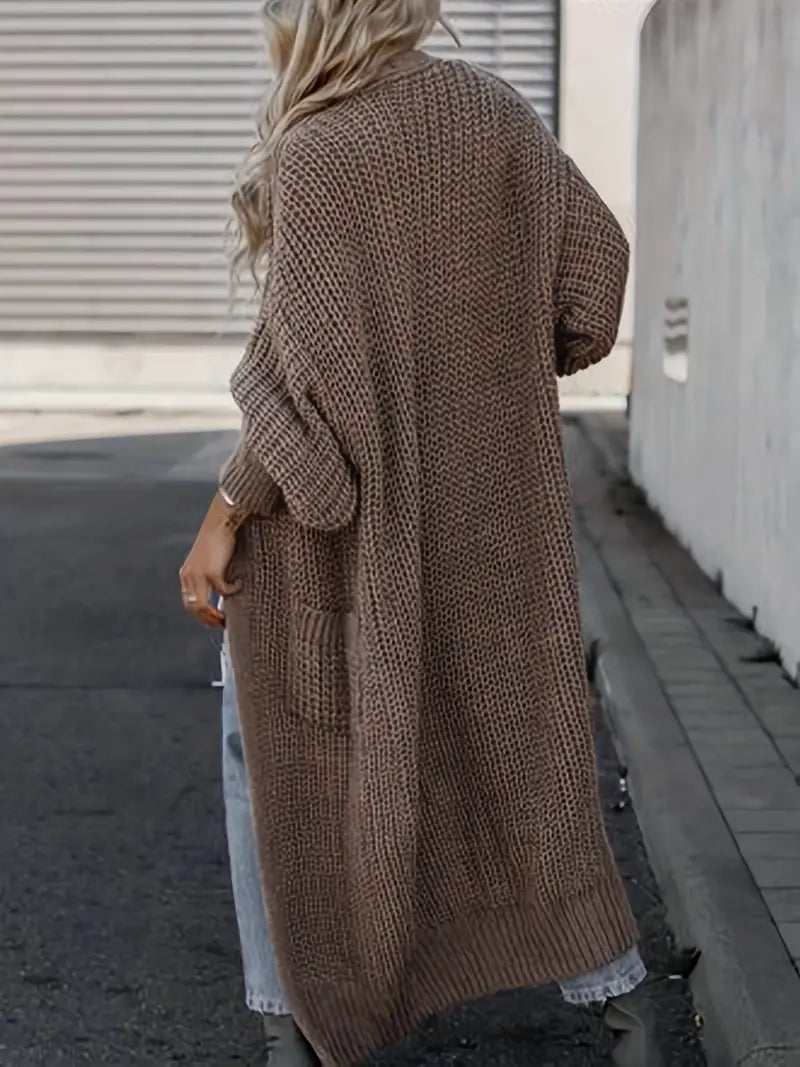 Crystal Gilet Woman – Long Soft & Elegant Cardigan with Pockets for a Chic Winter Look