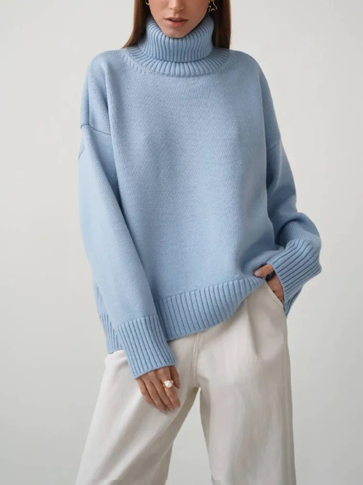 Elise Oversized Turtleneck Sweater for Women – Soft and Warm Knit Sweater with Timeless Style