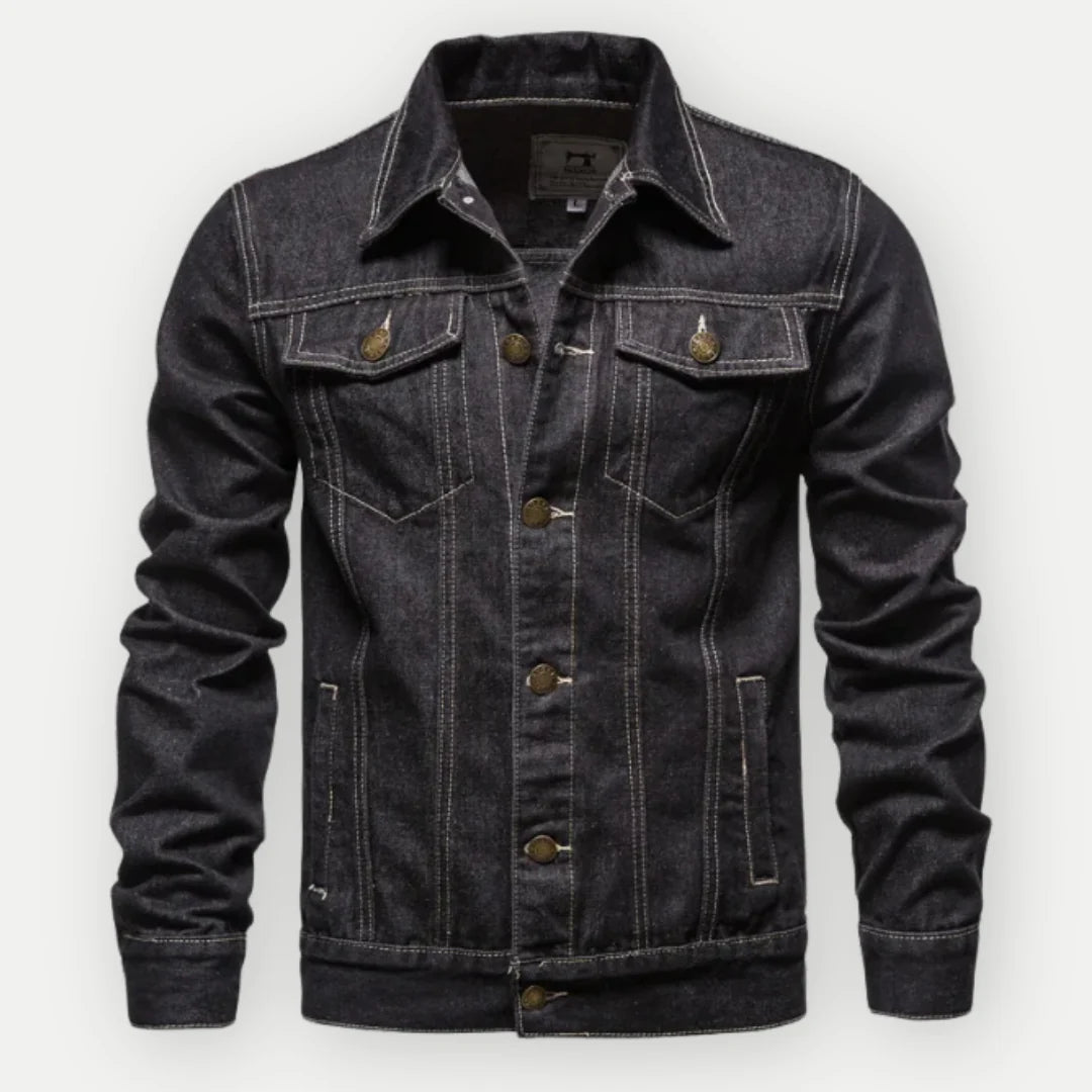 Frank Men's Jacket – Classic Denim Jean Jacket with Metal Buttons & Useful Pockets