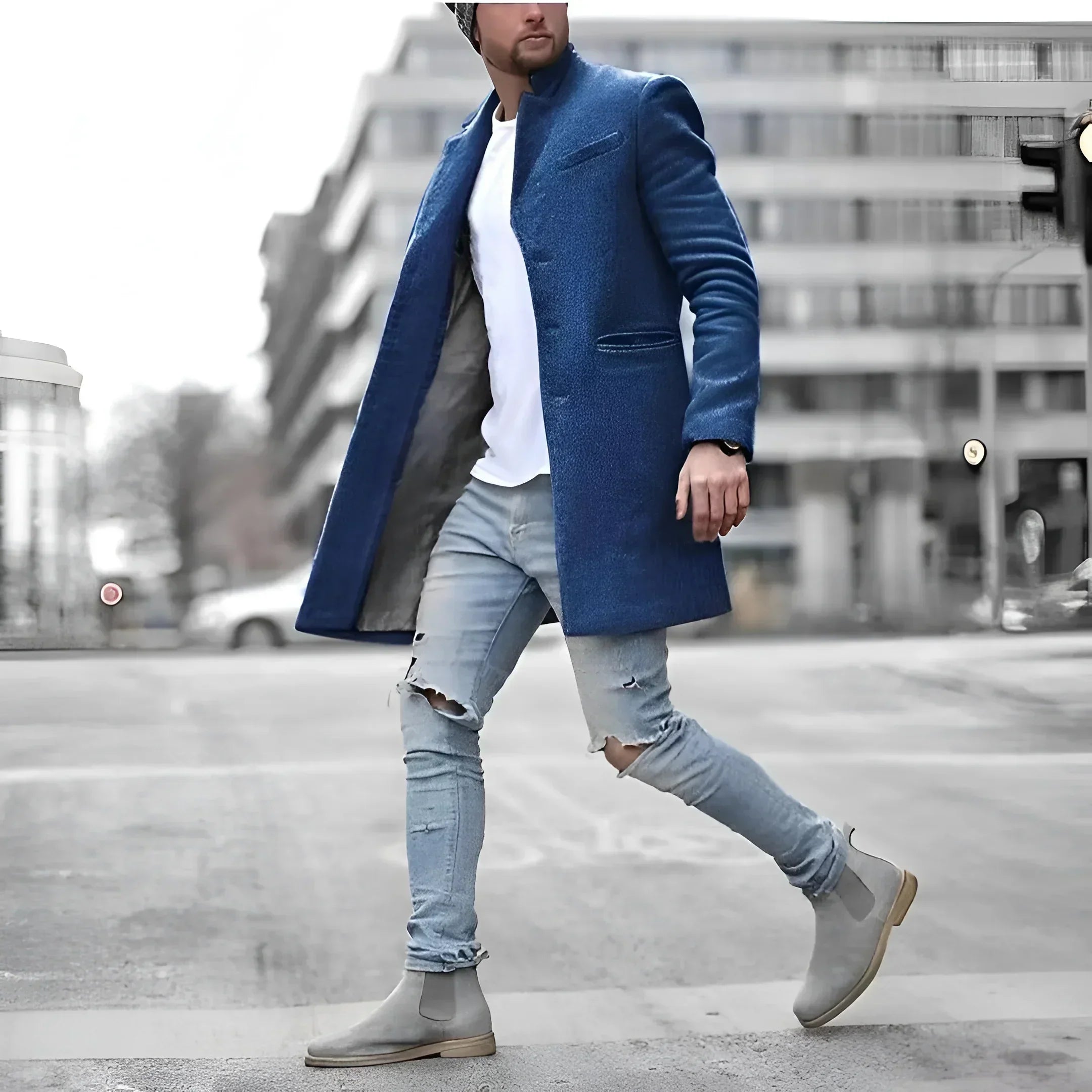 James Manteau Long Homme – Elegant Warm Wool Duster with Timeless Style