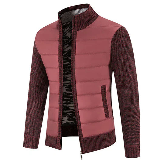 Joseph Hybrid Jacket Men – Knit & Quilted with Stand-up Collar, Zipper & Modern Style