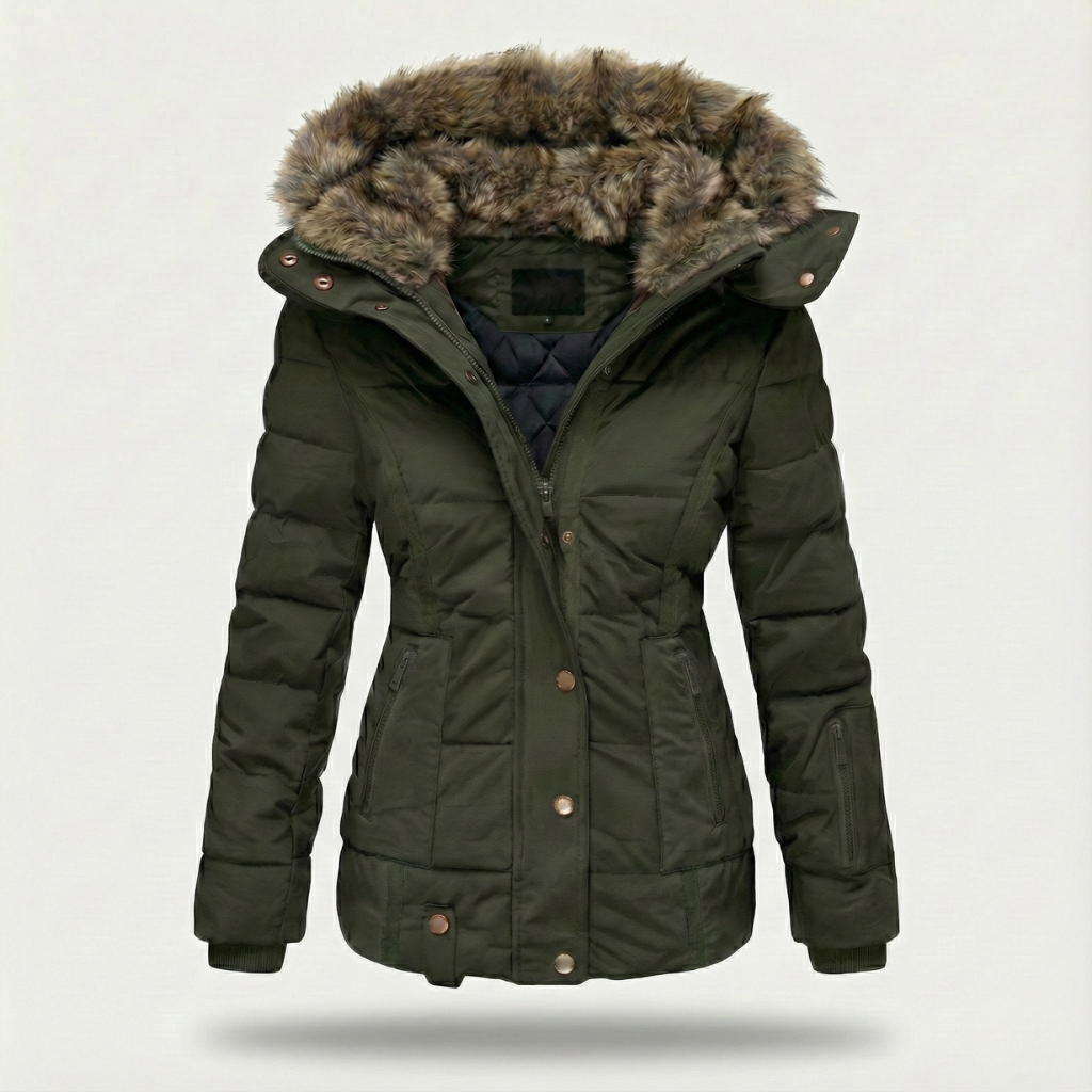 Women’s Faux-Fur Hooded Puffer Jacket – Insulated, Water-Resistant