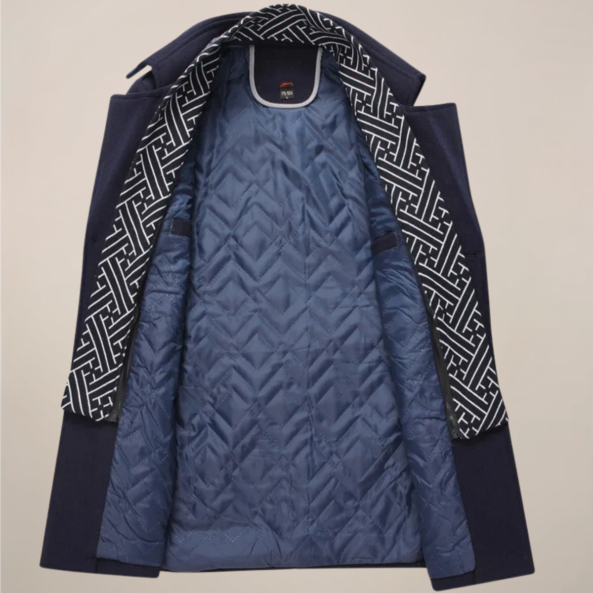 Men’s Long Button-Up Winter Coat – Tailored Wool-Style Overcoat