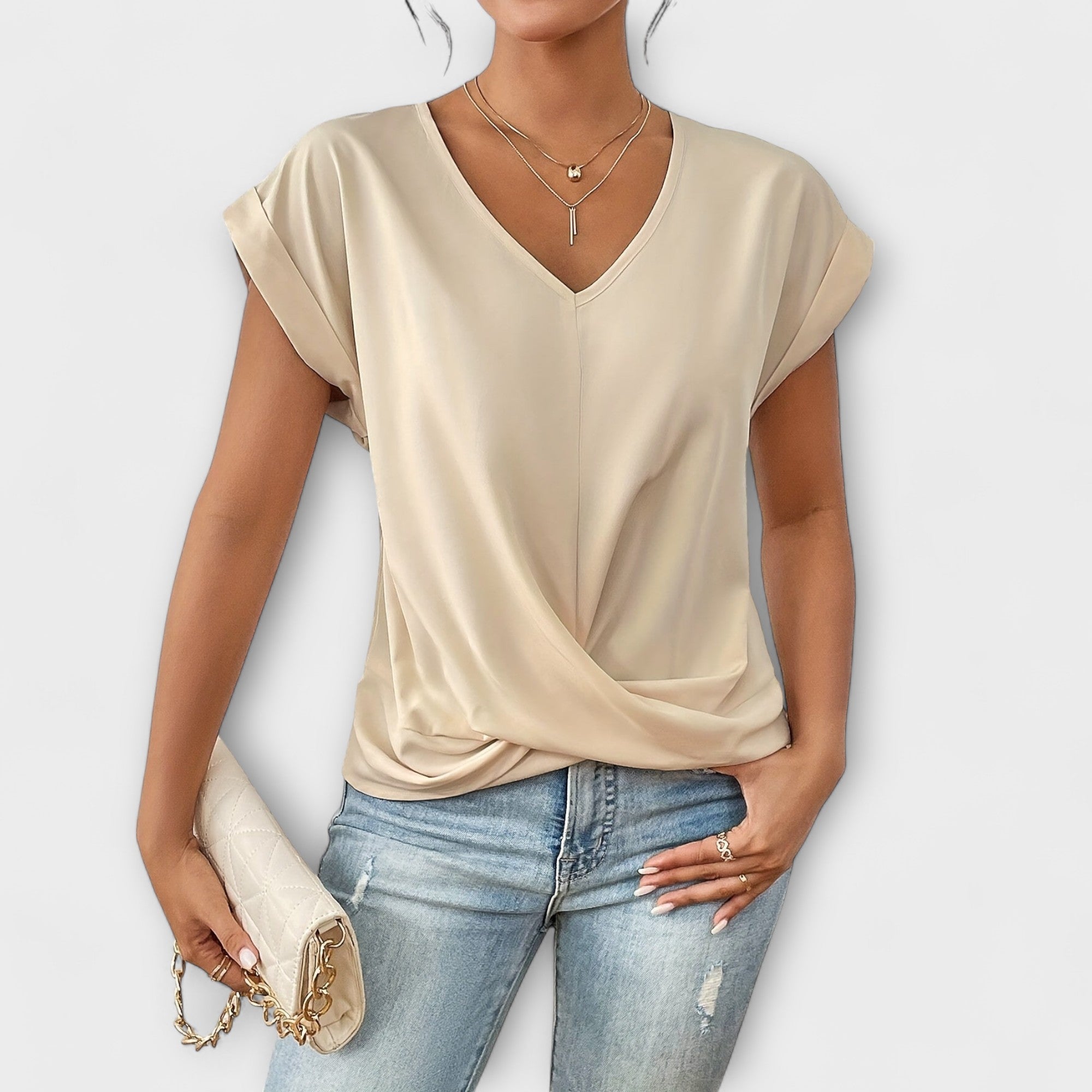 V-Neck Button Front Women's Top – Breathable Fabric & Lightweight Feel