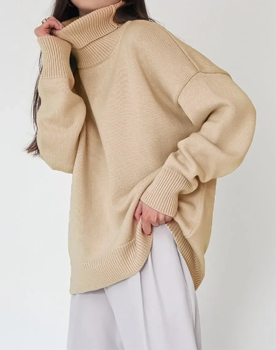 Elise Oversized Turtleneck Sweater for Women – Soft and Warm Knit Sweater with Timeless Style