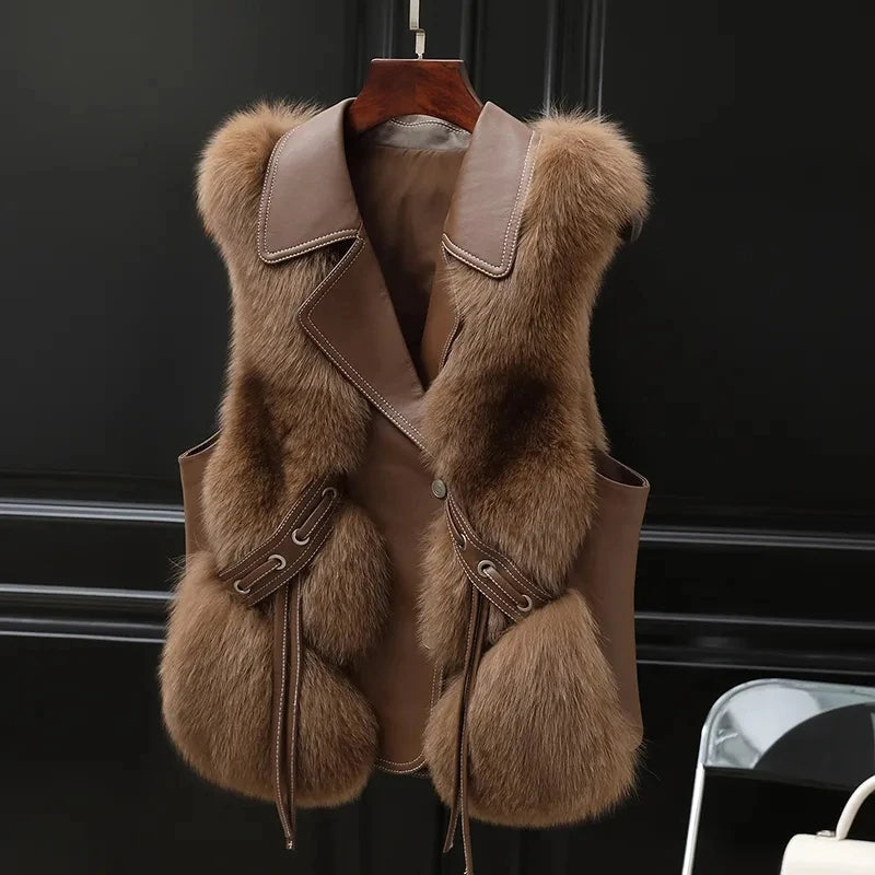 Dilara Women's Vest in Faux Fur – Elegant Design with Adjustable Cut & Soft Lining