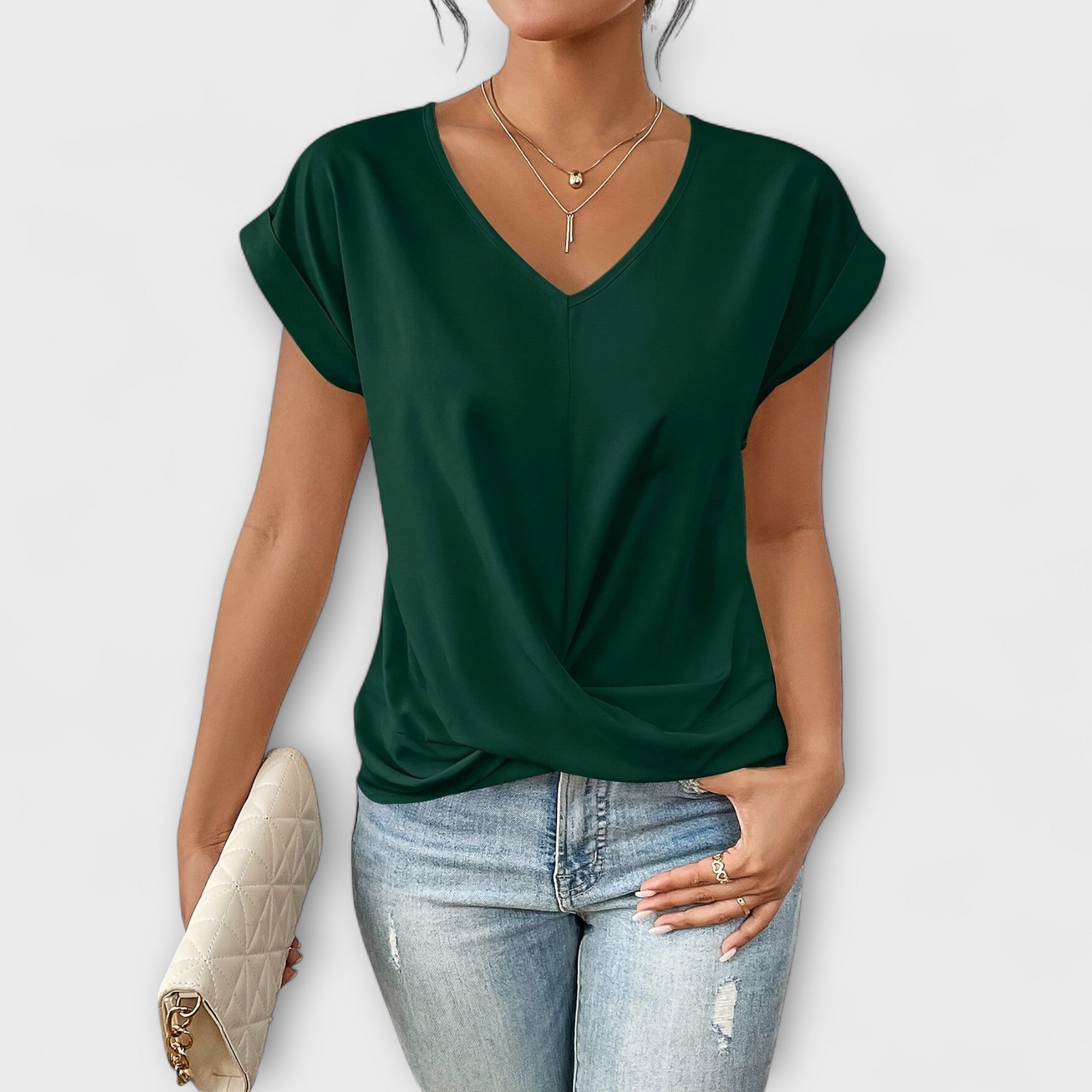 V-Neck Button Front Women's Top – Breathable Fabric & Lightweight Feel