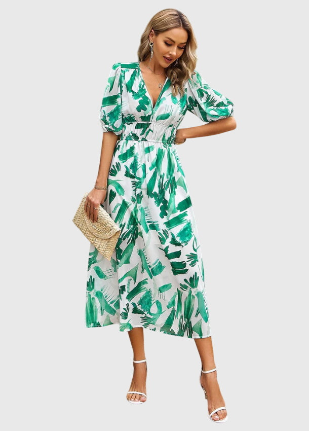 Floral Midi Dress – Breathable Fabric & Flattering Silhouette
