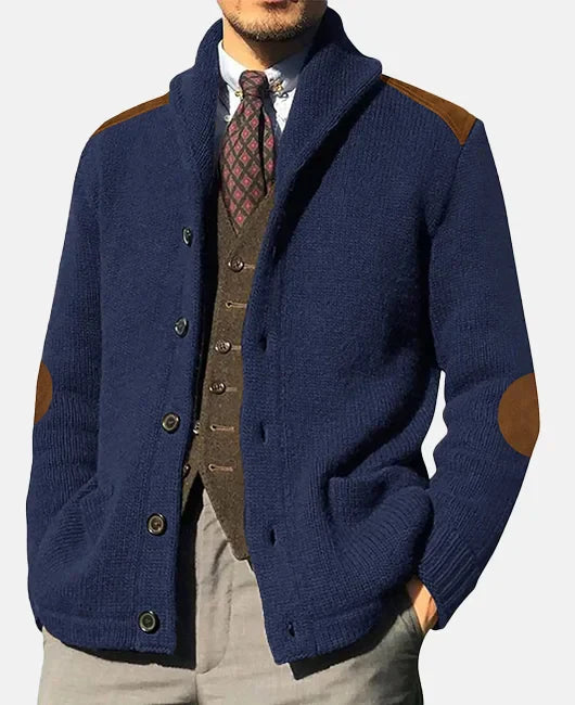Evan Men's Patchwork Jacket – Modern Jacket with Knitted Pockets, Elegant Casual Style