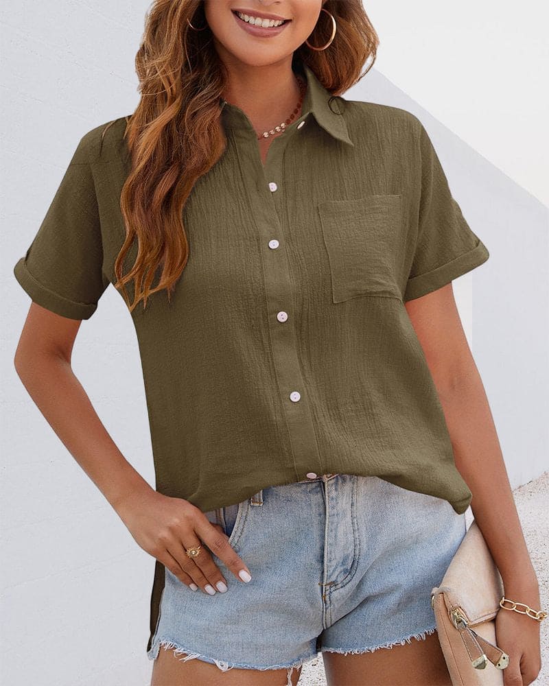 Odette Blouse Woman Chic – Elegant Top with Short Sleeves and Modern Cut