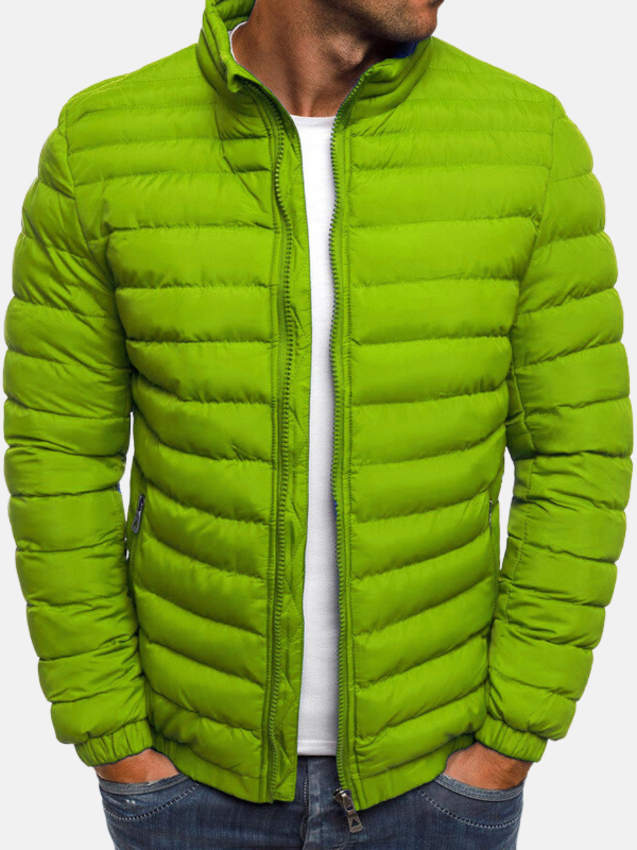Manuel Quilted Jacket for Men – Light Straight Cut with Stand-up Collar & Zipper Closure