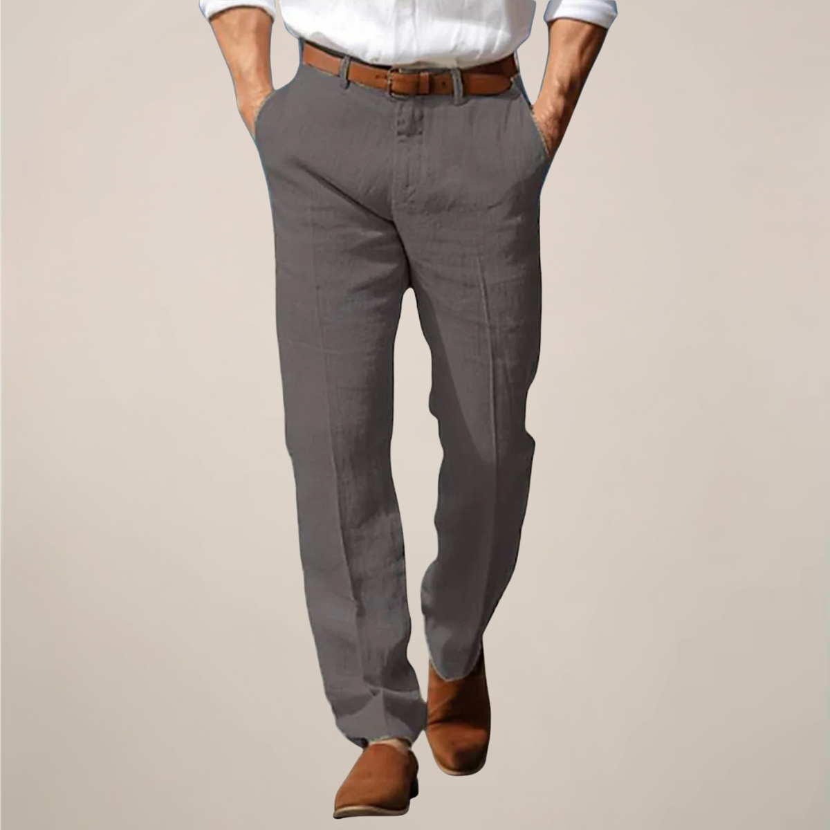 Men’s Lightweight Straight-Leg Trousers – Breathable Summer Smart-Casual Pants