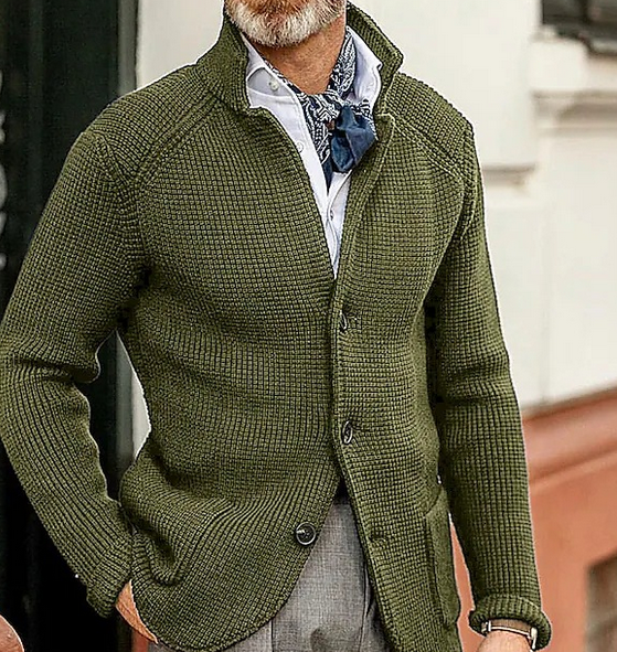 Edward Blazer Homme Vintage – Elegant Stand-up Collar, Long Sleeves & Timeless Style