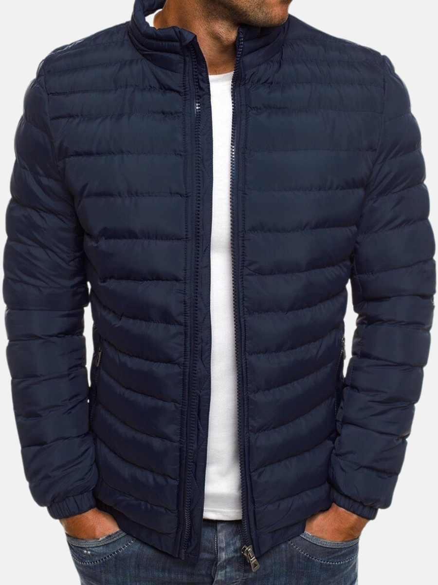 Manuel Quilted Jacket for Men – Light Straight Cut with Stand-up Collar & Zipper Closure