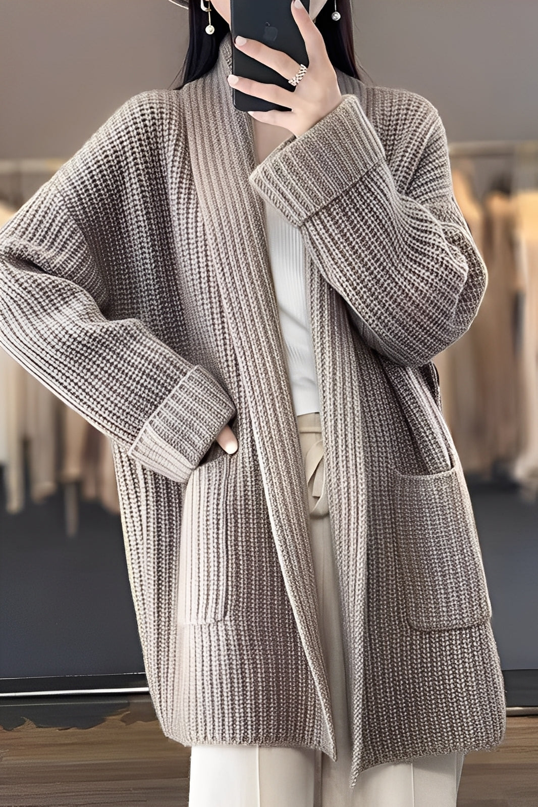 Esther – Long Open Gilet for Women – Soft and Elegant Knit with Fluid Cut for Daily and Casual Outfits