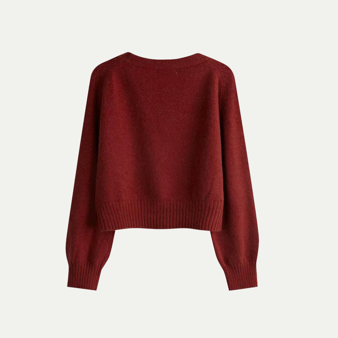 Eira Cardigan in wool for women – Soft short knit with V-neck and button closure & elegant and comfortable fit