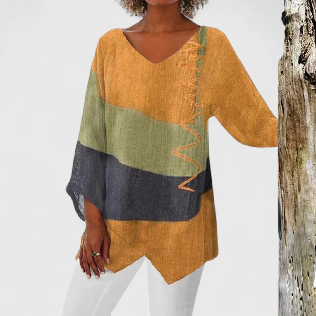 V-Neck Elegant V-Neck Tunic – Breathable Fabric & Flattering Silhouette