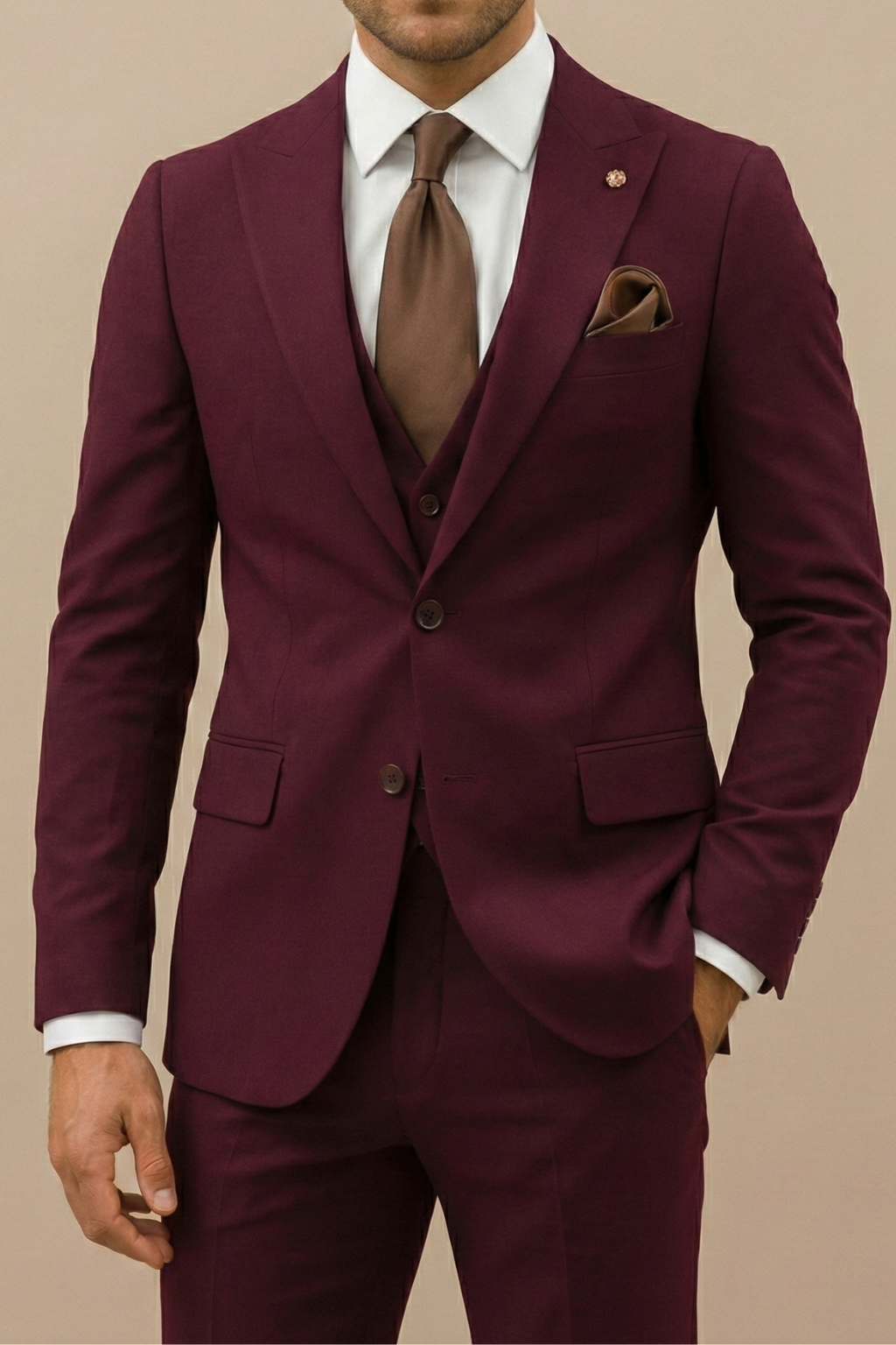Men's Slim Fit Three-Piece Suit – Formal Set for Weddings & Parties
