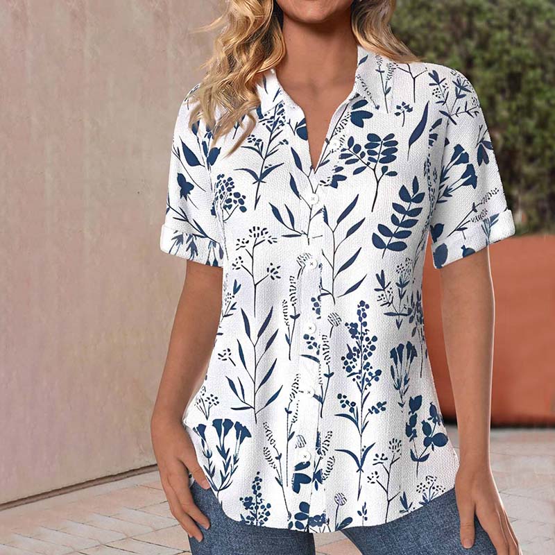Heidi Blouse Femme Summer – Lightweight Top with Short Sleeves and Elegant Floral Print